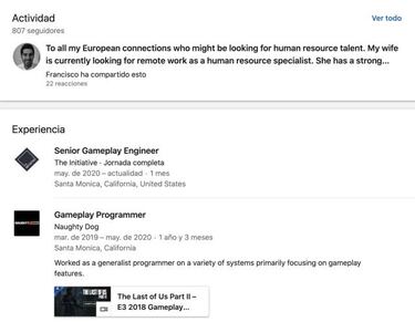 The Initiative (Xbox) ficha a un extrabajador español de The Last of Us Parte 2