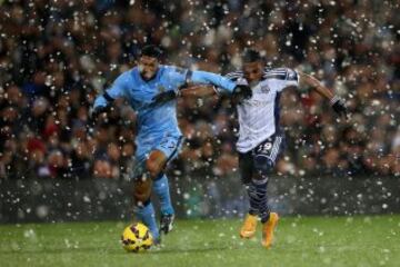 La nieve se robó todas las miradas del duelo entre Manchester City y West Bromwich.