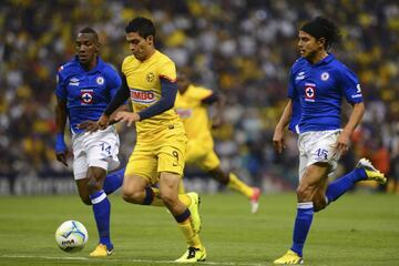 Jiménez conduce un balón contra Cruz Azul.