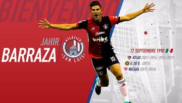 El delantero Jahir Barraza dejará de vestir la camiseta rojinegra y la cambiará por una rojiblanca... la del Atlético de San Luis.