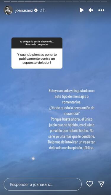 Joana Sanz sale en defensa de Alves