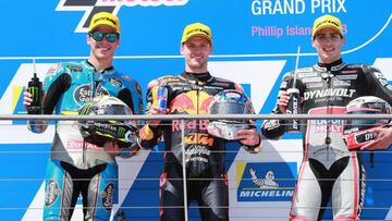 28/10/2018 Brad Binder (KTM) ha logrado este domingo la victoria en la carrera de Moto2 del Gran Premio de Australia, aventajando en sólo 36 milésimas al español Joan Mir (Estrella Galicia 0,0 Marc VDS) y con Xavi Vierge
DEPORTES
TEAM ESTRELLA GALICIA 0,0 MARC VDS