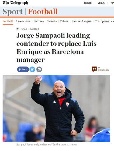 En Inglaterra sitúan a Sampaoli como sustituto de Luis Enrique