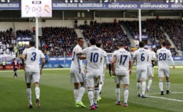 James Rodríguez marcó el tercer tanto en el triunfo del Real Madrid 1-4, ante el Eibar, por la fecha 26 de la Liga de España.