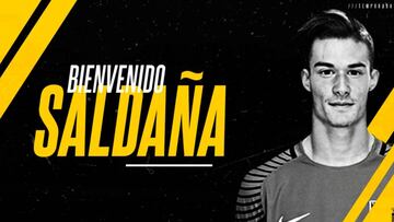 Cartel del anuncio de la llegada de Saldaña al Badajoz