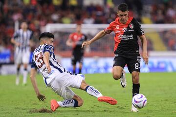(L-R), Pedro Pedraza of Pachuca and Mateo Garcia of Atlas during the game Atlas vs Pachuca, corresponding to Round 15 of the Torneo Apertura 2023 of the Liga BBVA MX, at Jalisco Stadium, on November 01, 2023.
<br><br>
(I-D), Pedro Pedraza de Pachuca y Mateo Garcia de Atlas durante el partido Atlas vs Pachuca, correspondiente a la Jornada 15 del Torneo Apertura 2023 de la Liga BBVA MX, en el Estadio Jalisco, el 01 de Noviembre de 2023.