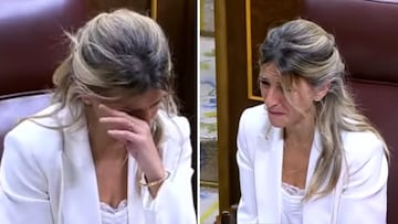 Yolanda Díaz rompe a llorar en el Congreso tras el recuerdo de Pedro Sánchez a su padre