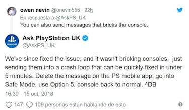 PlayStation UK asegura que el error del mensaje está solucionado