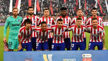 El equipo del Atlético que se enfrentó al Real Madrid.