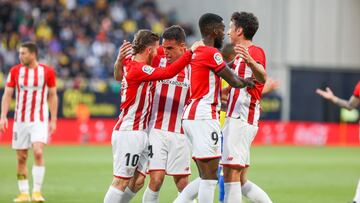 Jugadores del Athletic Club celebran un gol contra el C&aacute;diz en LaLiga Santander.