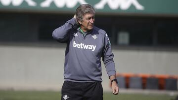 Pellegrini, en un entrenamiento. 