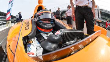 Fernando Alonso during testing for the IndyCar 500 at the Indianapolis Motor Speedway