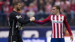 Oblak saluda a Griezmann. Han sido dos de los jugadores m&aacute;s exitosos para el Cholo. 