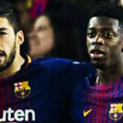 Luis Suárez reprende a Dembélé