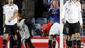 <b>ELIMINADOS. </b>Aritz Aduriz muestra, con su gesto de decepción, el estado de ánimo del Valencia tras la derrota; a la derecha, Torres.
