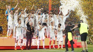 Los jugadores del Real Madrid celebran la Copa del Rey conquistada contra Osasuna el pasado mes de mayo de 2023.