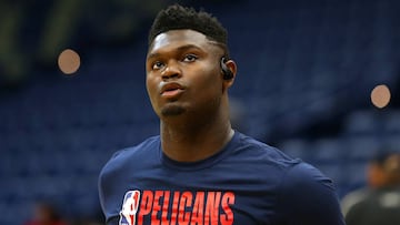 Zion Williamson, durante un partido de la NBA de los New Orleans Pelicans