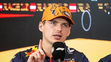 Spielberg (Austria), 29/06/2023.- Dutch Formula One driver Max Verstappen of Red Bull Racing attends the Drivers' press conference for the Formula One Grand Prix of Austria at the Red Bull Ring circuit in Spielberg, Austria, 29 June 2023. The Formula One Grand of Austria takes place on 02 July 2023. (Fórmula Uno) EFE/EPA/CHRISTIAN BRUNA
