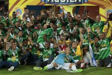 Deportivo Cali, campeón de la Liga Águila I-2015. Los de 'Pecoso' consiguieron la novena estrella del equipo verdiblanco.