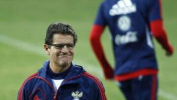 Capello, en un entrenamiento con Rusia.