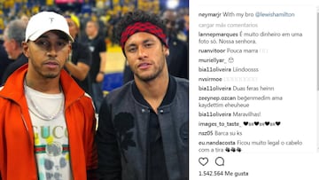 Lewis Hamilton y Neymar: dos 'hermanos' en la final de la NBA