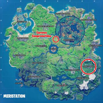 Mapa con las ubicaciones originales de Fortnite