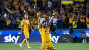 André-Pierre Giganc festeja el pase de Tigres a las Semifinales del torneo.