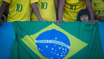BRA100. GOIANIA (BRASIL), 30/07/2016.- Aficionados de Brasil son vistos hoy, sábado 30 de julio de 2016, durante un partido amistoso entre las selecciones olímpicas de fútbol de Brasil y Japón en el estadio Serra Dourada, en Goiania (Brasil), como preparación para los Juegos Olímpicos Río 2016. EFE/Fernando Bizerra Jr.