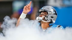 Aug 25, 2023; Charlotte, North Carolina, USA; Carolina Panthers quarterback Bryce Young (9) takes the field during the first quarter against the Detroit Lions at Bank of America Stadium. Mandatory Credit: Jim Dedmon-USA TODAY Sports