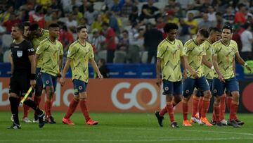 Jugadores de la Selecci&oacute;n Colombia en el partido ante Chile por cuartos de final de Copa Am&eacute;rica.