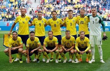 El once inicial de Suecia.