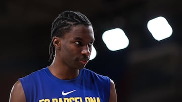 Dame Sarr, en un entrenamiento del Barça.