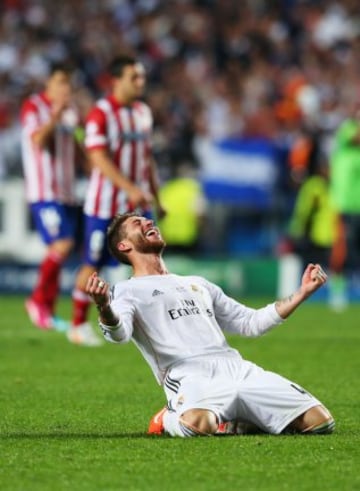 24/05/2014. Final de Champions League en Lisboa. Real Madrid-Atlético de Madrid. 1-1. Sergio Ramos consiguió el empate en el minuto 92. El conjunto madridista ganó 4-1 en la prorroga y La Décima.