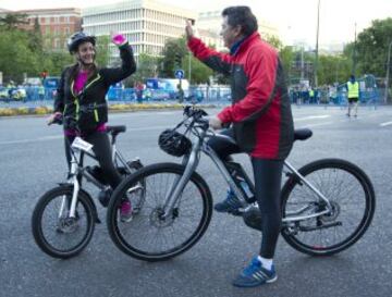 Patricia Cazón y Juan Mora siguieron todo el reto en bicicleta 