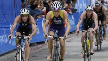 Javier Gómez Noya, durante la pasada prueba del Mundial de Triatló celebrada en Leeds.