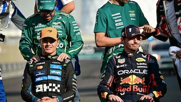 Alonso, Norris y Verstappen, en Abu Dhabi.