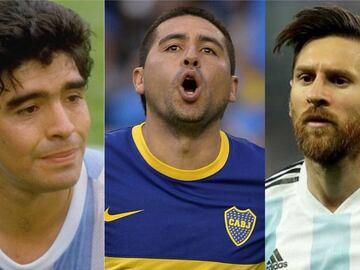 Maradona, Riquelme y Messi.