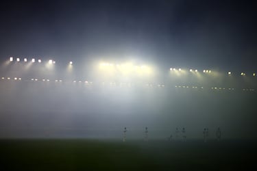 Vista general de los jugadores de Mauritania antes del partido.