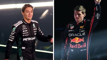 Russell y Verstappen, en la presentación de la F1 en Londres.