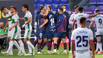 Las cuentas del descenso: qué necesitan Huesca, Elche y Valladolid para salvarse