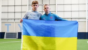 Un refugiado ucraniano se entrena con el Manchester City