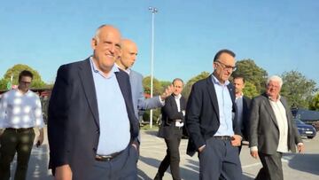 06-10-23. JAVIER TEBAS, PRESIDENTE DE LALIGA, DURANTE LA VISITA DE ESTA TARDE A MAREO.