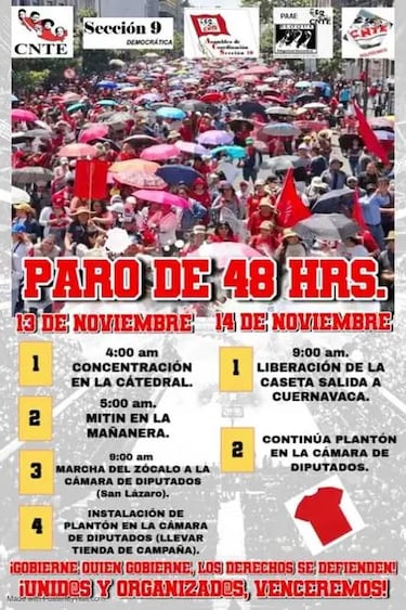 ¿A qué hora inicia el paro de la CNTE este 13 de noviembre?: todo lo que tienes que saber