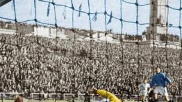 <b>14-12-1947. </b>Barinaga marcó el primer gol en el Bernabéu, en un amistoso ante Os Belenenses.