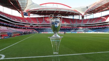 Soccer Football - Champions League - Final - Bayern Munich v Paris St Germain - Estadio da Luz, Lisbon, Portugal - August 23, 2020 The Champions League trophy on display inside the stadium before the match, as play resumes behind closed doors following t