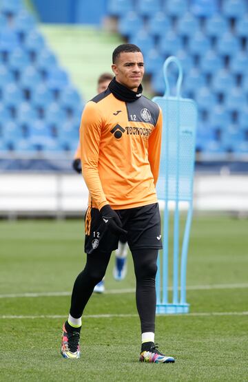 Mason Greenwood, durante un entrenamiento con el Getafe.