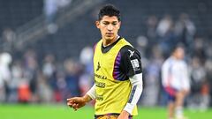 Angel Zaldivar of Atletico San Luis during the Quarterfinals second leg match between Rayados de Monterrey and Atletico San Luis, as part of Torneo Apertura 2023 Liga BBVA MX, at BBVA Bancomer Stadium, December 02, 2023, in Mexico City.