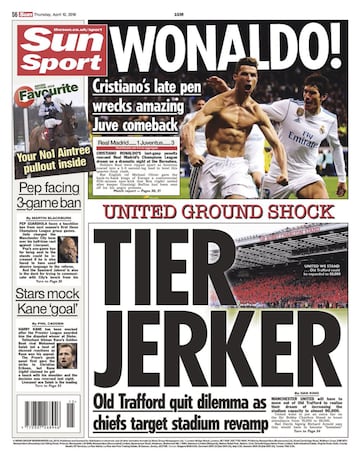 The Sun (Reino Unido): "Un penalti tard¨ªo de Cristiano arruina la remontada de la Juve".