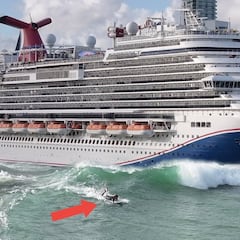 Surfea las olas formadas por el crucero más grande de América