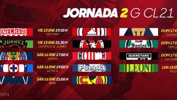 Liga MX: Fechas y horarios del Guardianes 2021, Jornada 2